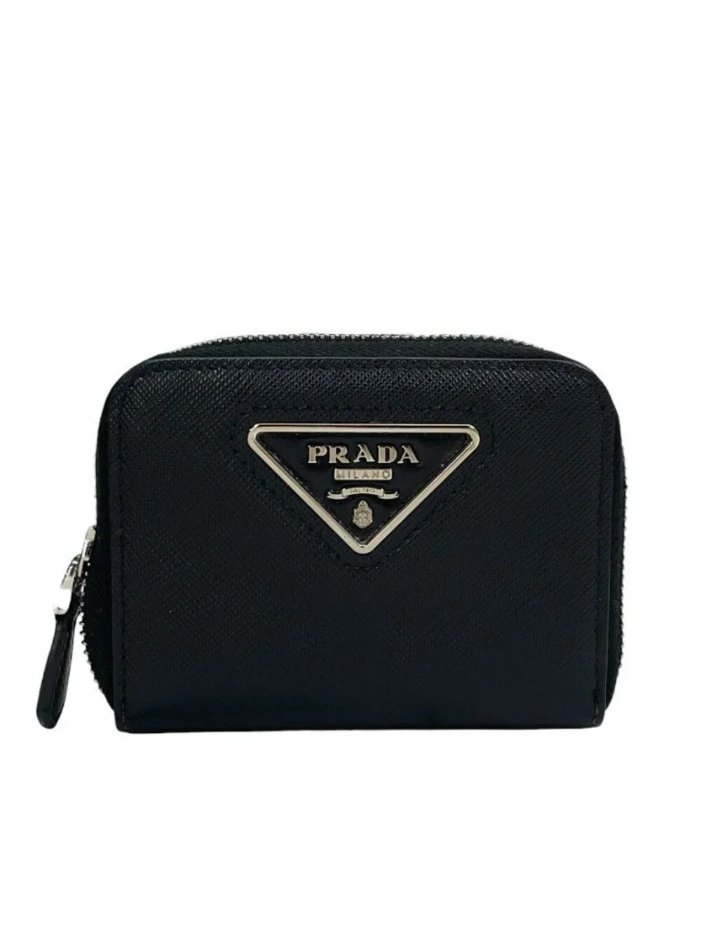 Prada Coin Case Wallet Triangle Logo 1 268 Leather Black